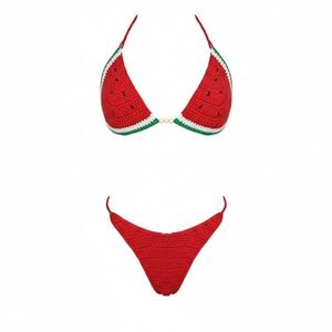 New Small Crochet Watermelon Bikini Set Swimsuit Cheeky Tie‎ Side Summer Beach